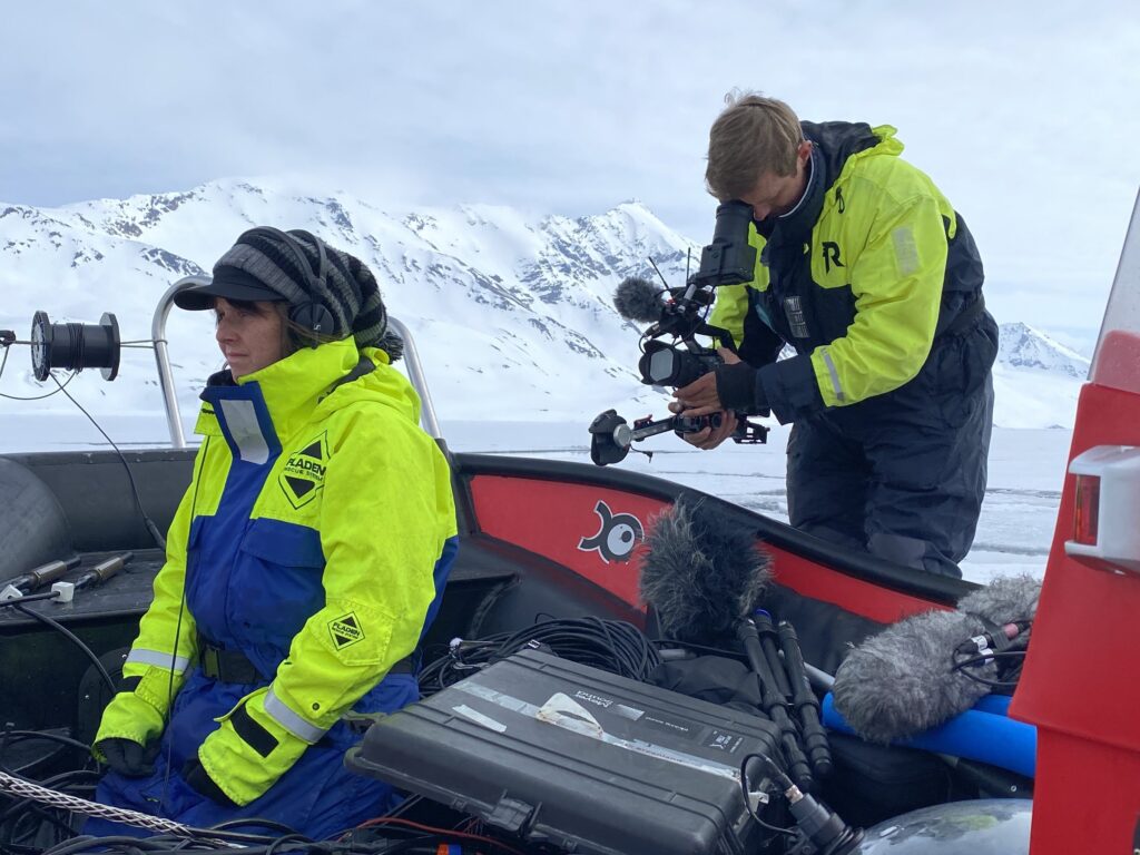 A walrus hauled out on the ice, filmed for Earthsounds